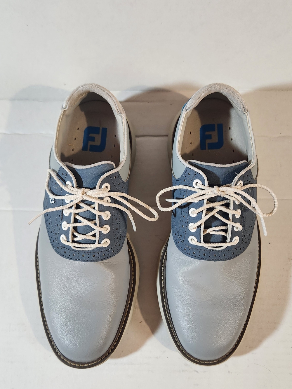 FootJoy Two-Tone Derby in Light Gray and Blue - Picture 2 of 7